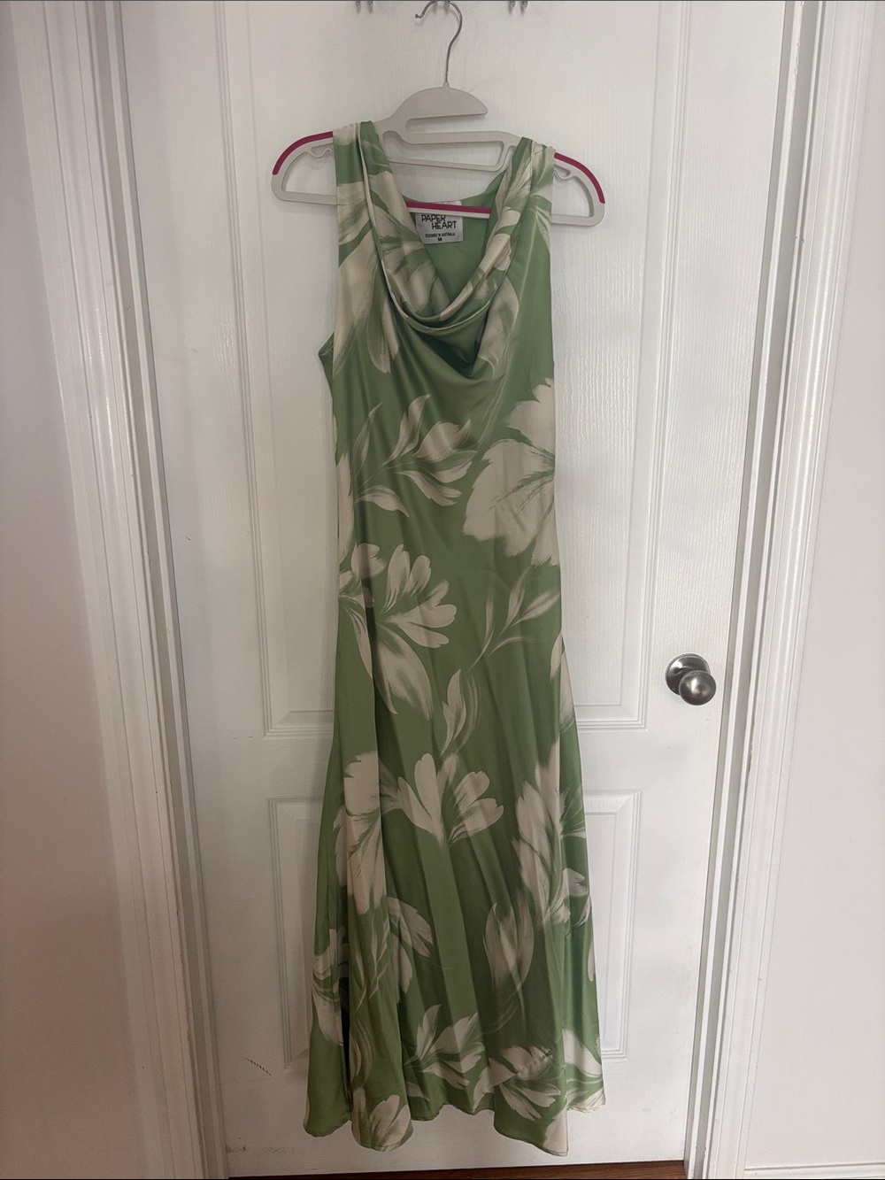 Green Floral Cowl-Neck Maxi Dress by Paper Moon